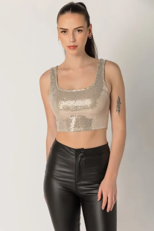 Disco Sequin Cropped Tank sold by Eclipse