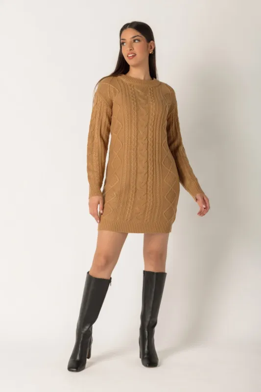 Cable Knit Long Sleeve Sweater Dress sold by Eclipse