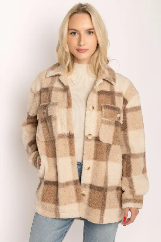Sherpa Plaid Shacket sold by Eclipse