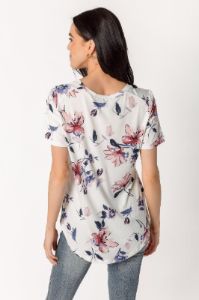 Ivory Floral Short Sleeve V-Neck sold by Eclipse