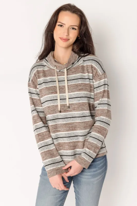 Supersoft Striped Cowl-Neck Pullover sold by Eclipse