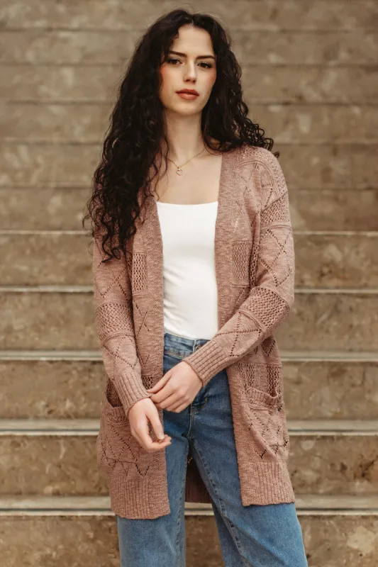 Pointelle Long Sleeve Open Cardigan sold by Eclipse