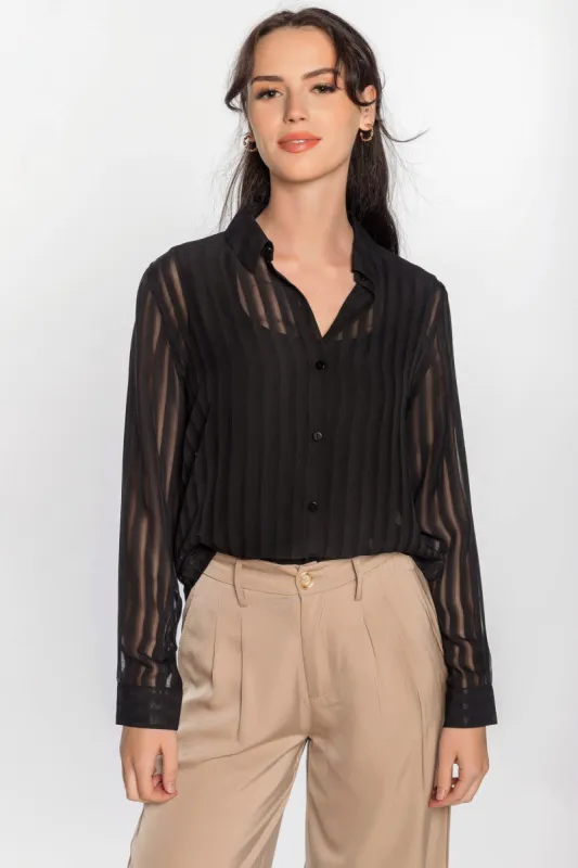 Shadow Stripe Long Sleeve Blouse sold by Eclipse