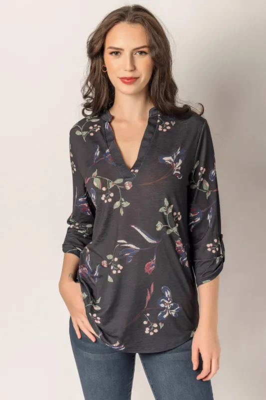 Floral Bulgari Half-Placket Blouse sold by Eclipse