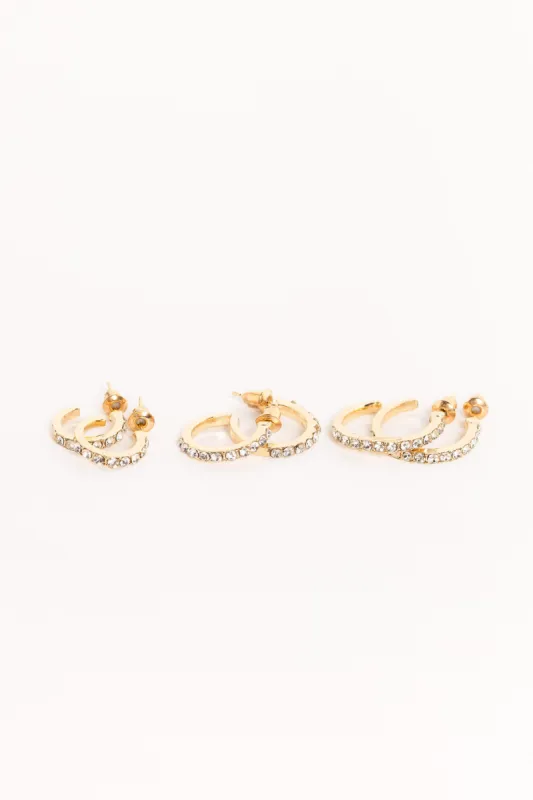 Rhinestone Hoop Earrings Set sold by Eclipse