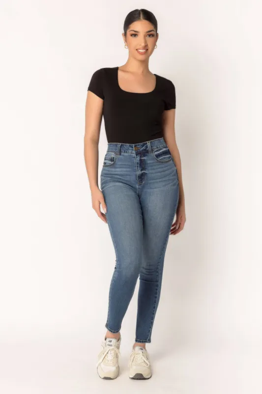 BBJ Medium Wash High Rise V-Effect Skinny Jean sold by Eclipse