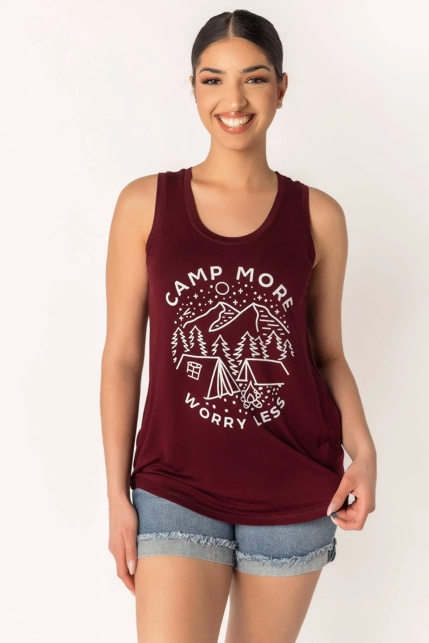 "Camp More Worry Less" Graphic Tank sold by Eclipse product image thumbnail 2