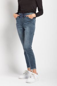 YMI Dark Wash High-Rise Jogger with Frayed Hem sold by Eclipse