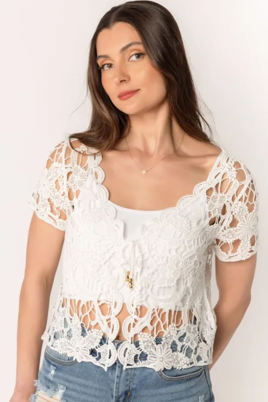 Crochet Tie-Front Sweater sold by Eclipse