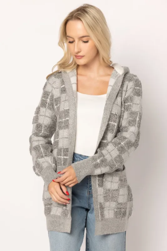 Plaid Cardigan with Sherpa Lined Hood sold by Eclipse