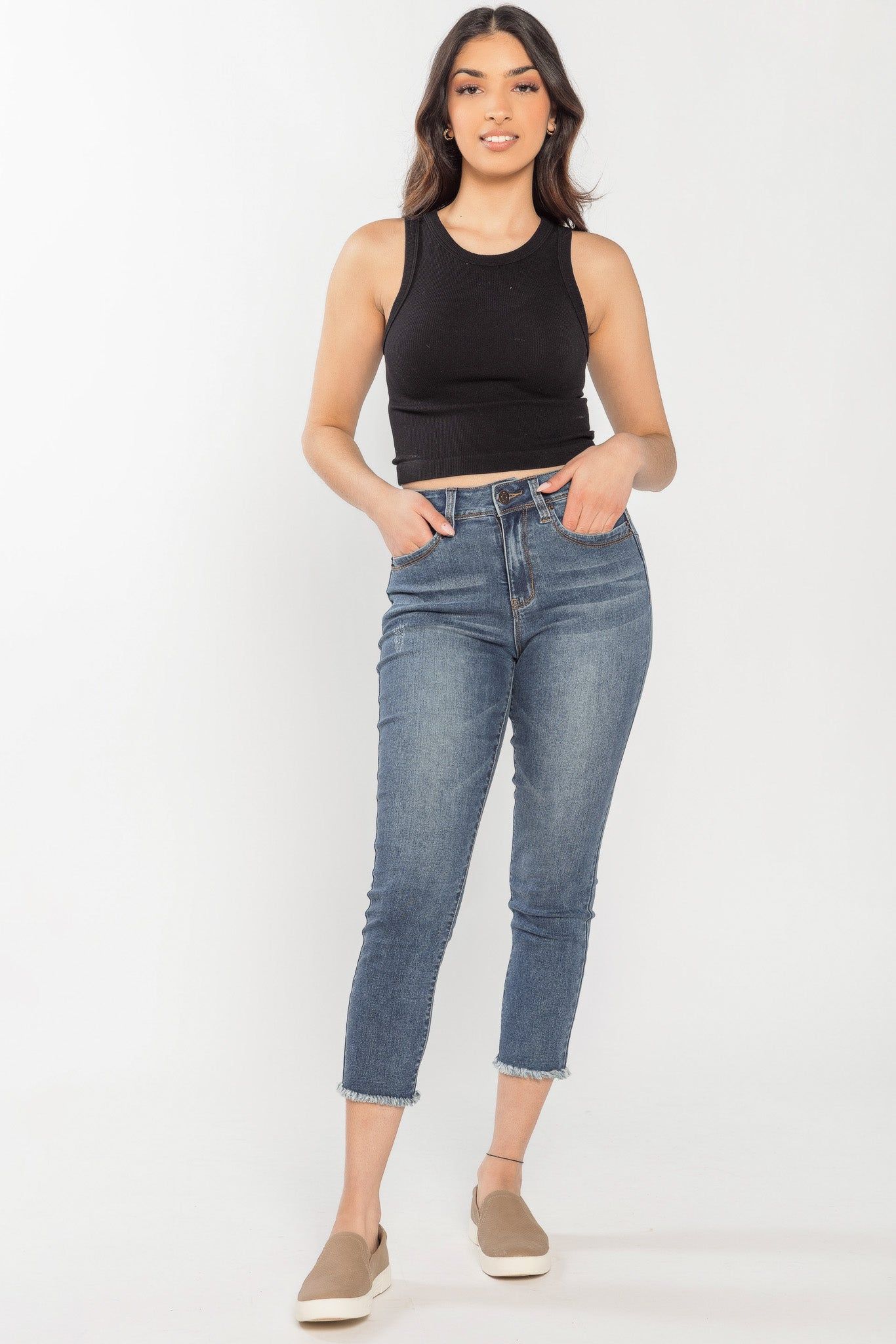 YMI Wannabettabutt Dark Wash High-Rise Crop Jean sold by Eclipse product image thumbnail 4