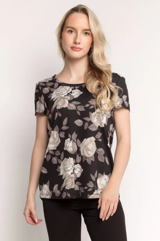Rose Short-Sleeve Scoop Neck Top sold by Eclipse