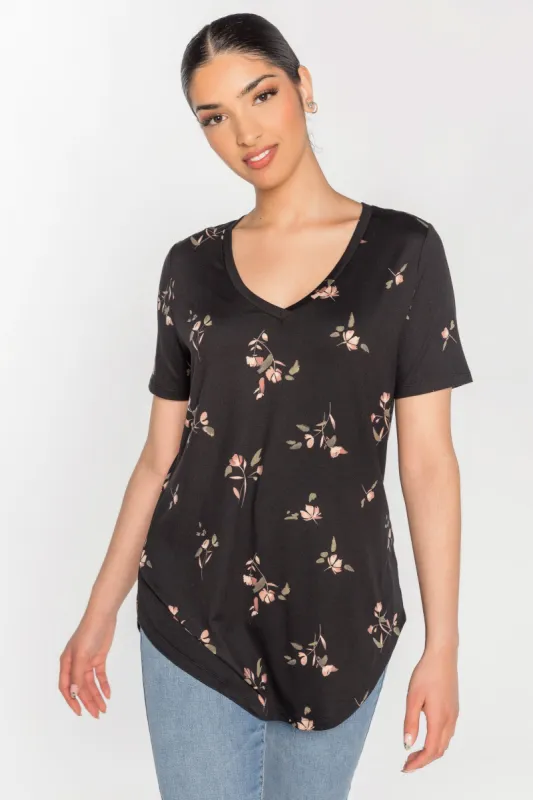 Floral Short Sleeve V-Neck Tunic sold by Eclipse
