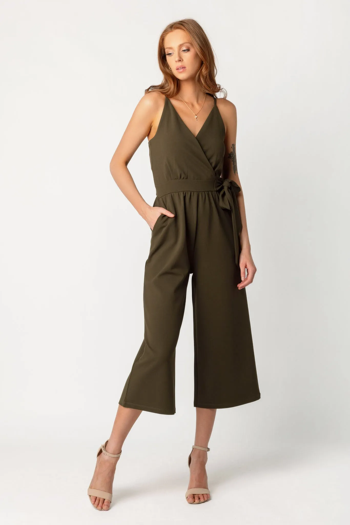Scuba Crepe Spaghetti Strap Culotte Jumpsuit sold by Eclipse