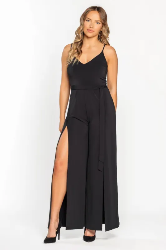 Spaghetti Strap Jumpsuit with Side Slits made by Eclipse