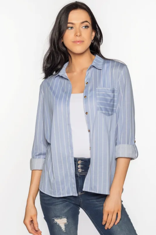 Blue Stripe Button-Up Shirt sold by Eclipse