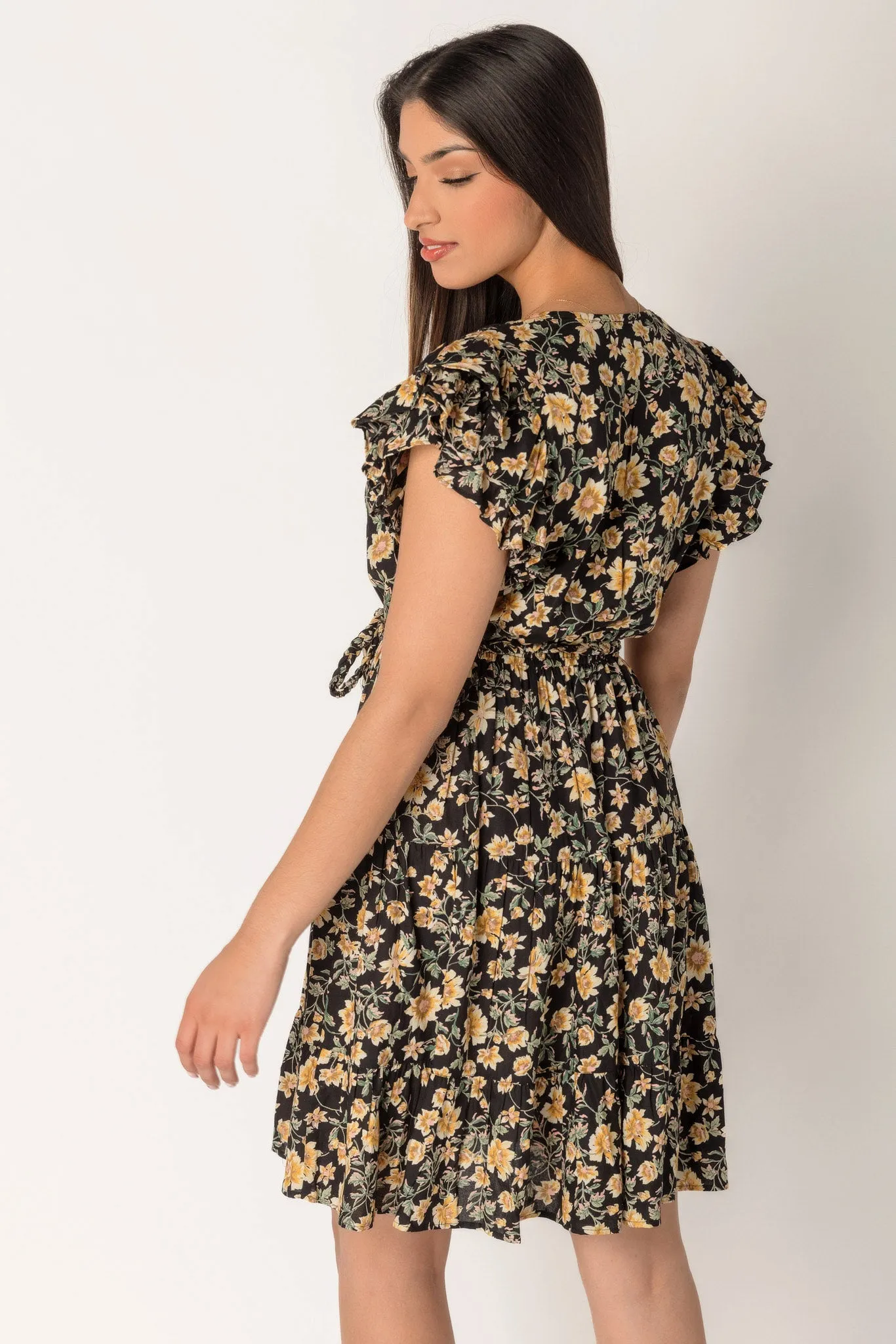 Small Floral Print Crossover Tiered Dress sold by Eclipse product image thumbnail 2