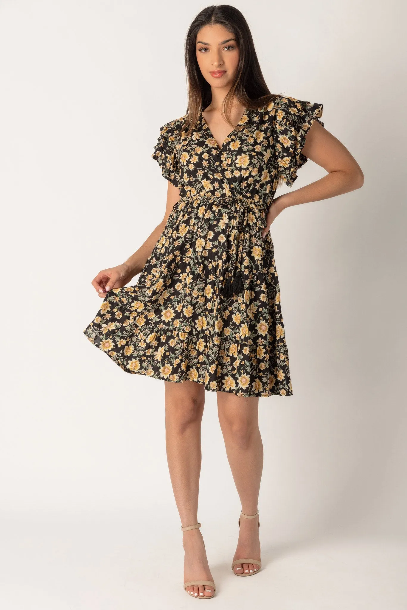 Small Floral Print Crossover Tiered Dress sold by Eclipse