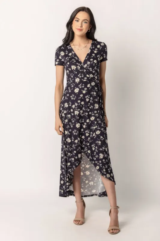 Small Floral Cap Sleeve Crossover High Low Dress sold by Eclipse
