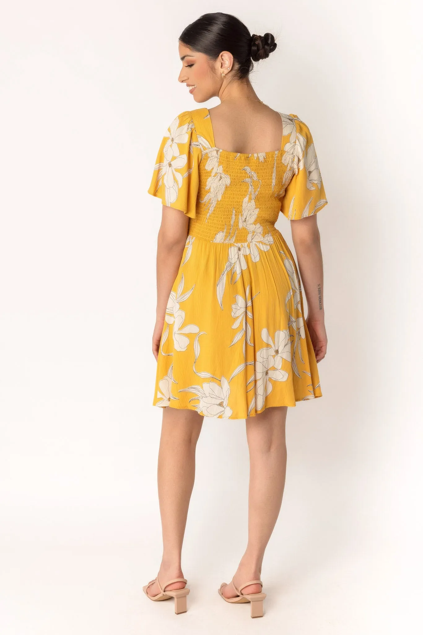 Floral Bell Sleeve Knotted Bust Dress with Cut-Out sold by Eclipse product image thumbnail 2