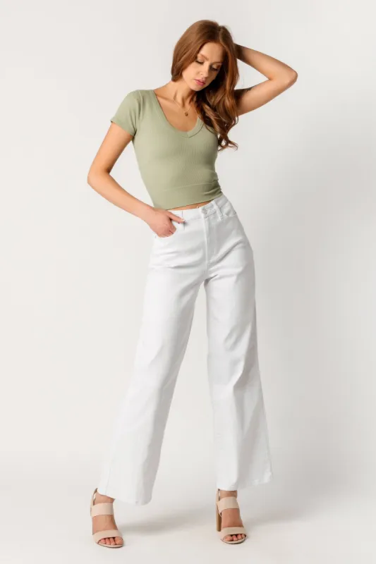 YMI White Curvy High-Rise Wide Leg Jean sold by Eclipse
