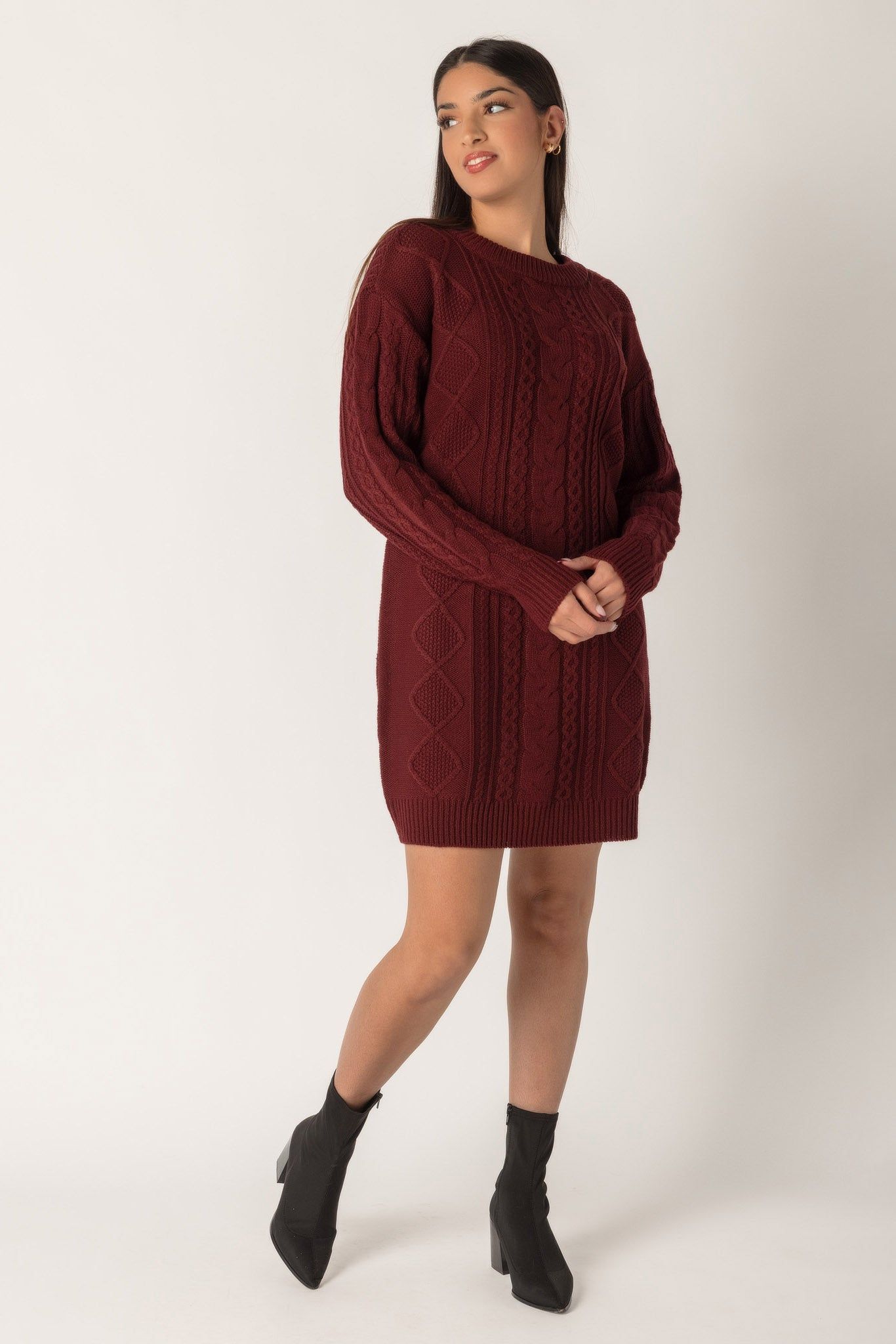 Cable Knit Long Sleeve Sweater Dress sold by Eclipse product image thumbnail 5