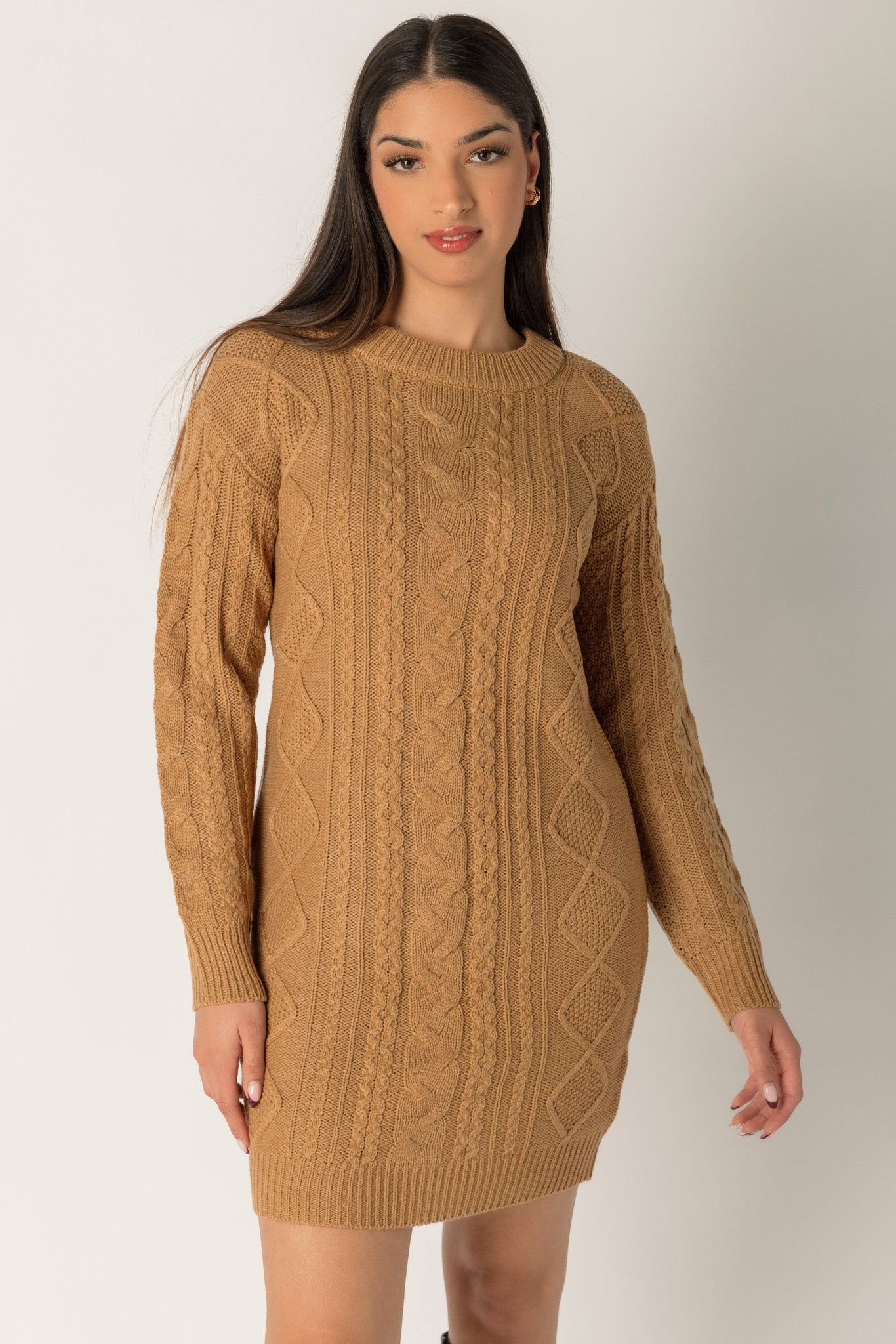 Cable Knit Long Sleeve Sweater Dress sold by Eclipse product image thumbnail 2