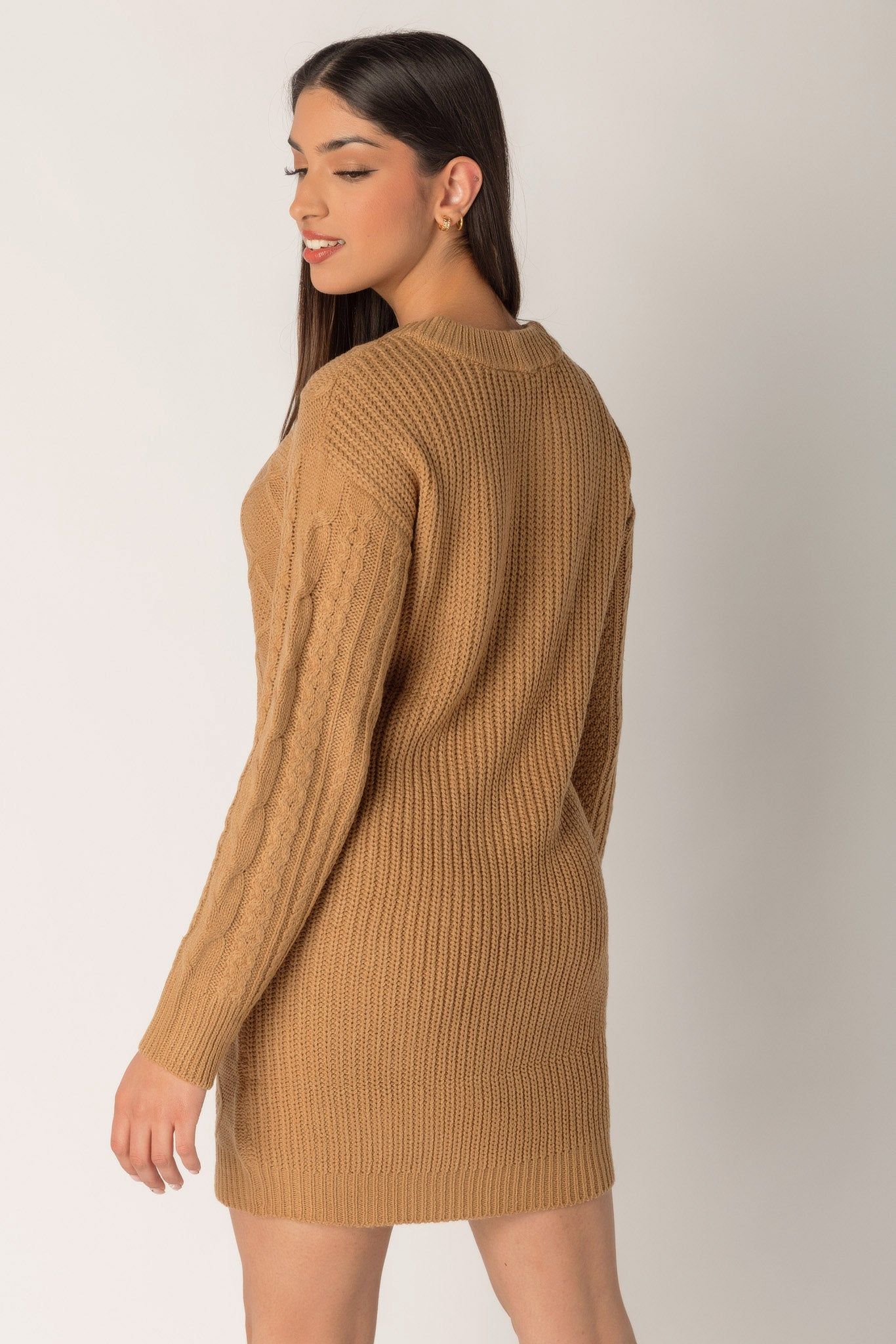 Cable Knit Long Sleeve Sweater Dress sold by Eclipse product image thumbnail 4