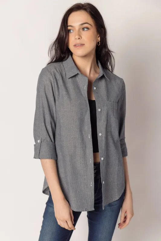 Stripe Denim Shirt with Pocket and Roll-Up Sleeves sold by Eclipse