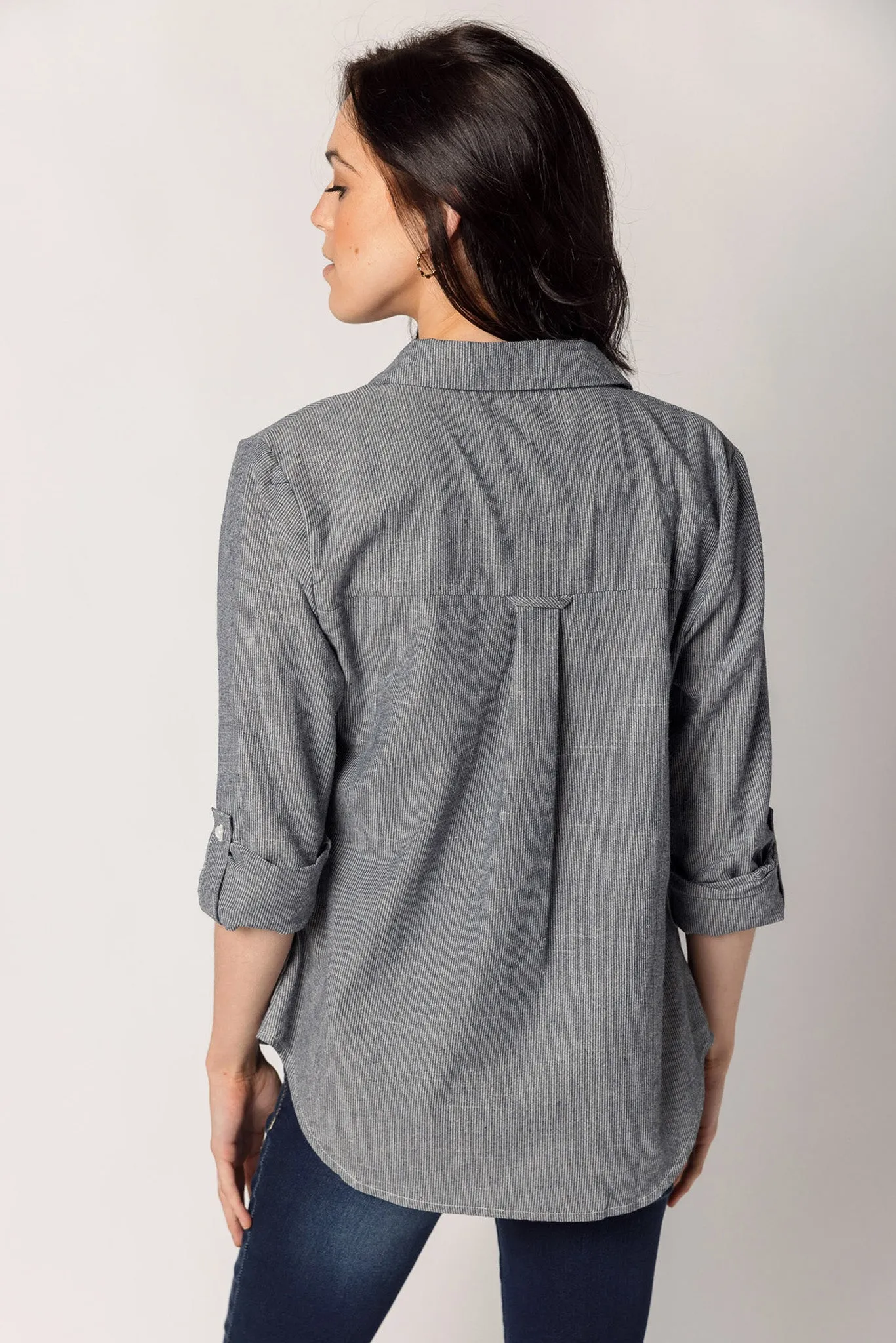 Stripe Denim Shirt with Pocket and Roll-Up Sleeves sold by Eclipse product image thumbnail 2