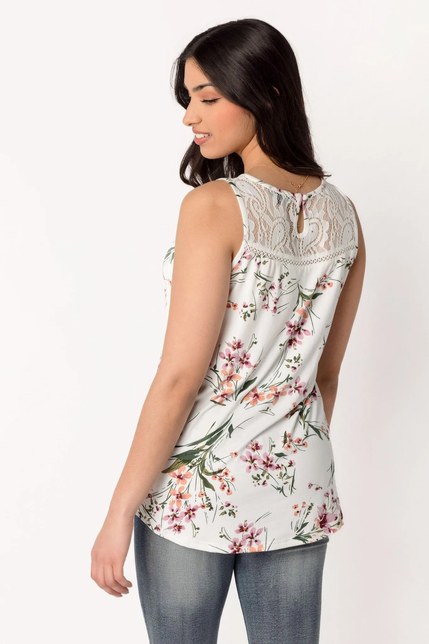 Floral Bouquet Sleeveless Top with Lace Trim sold by Eclipse product image thumbnail 2