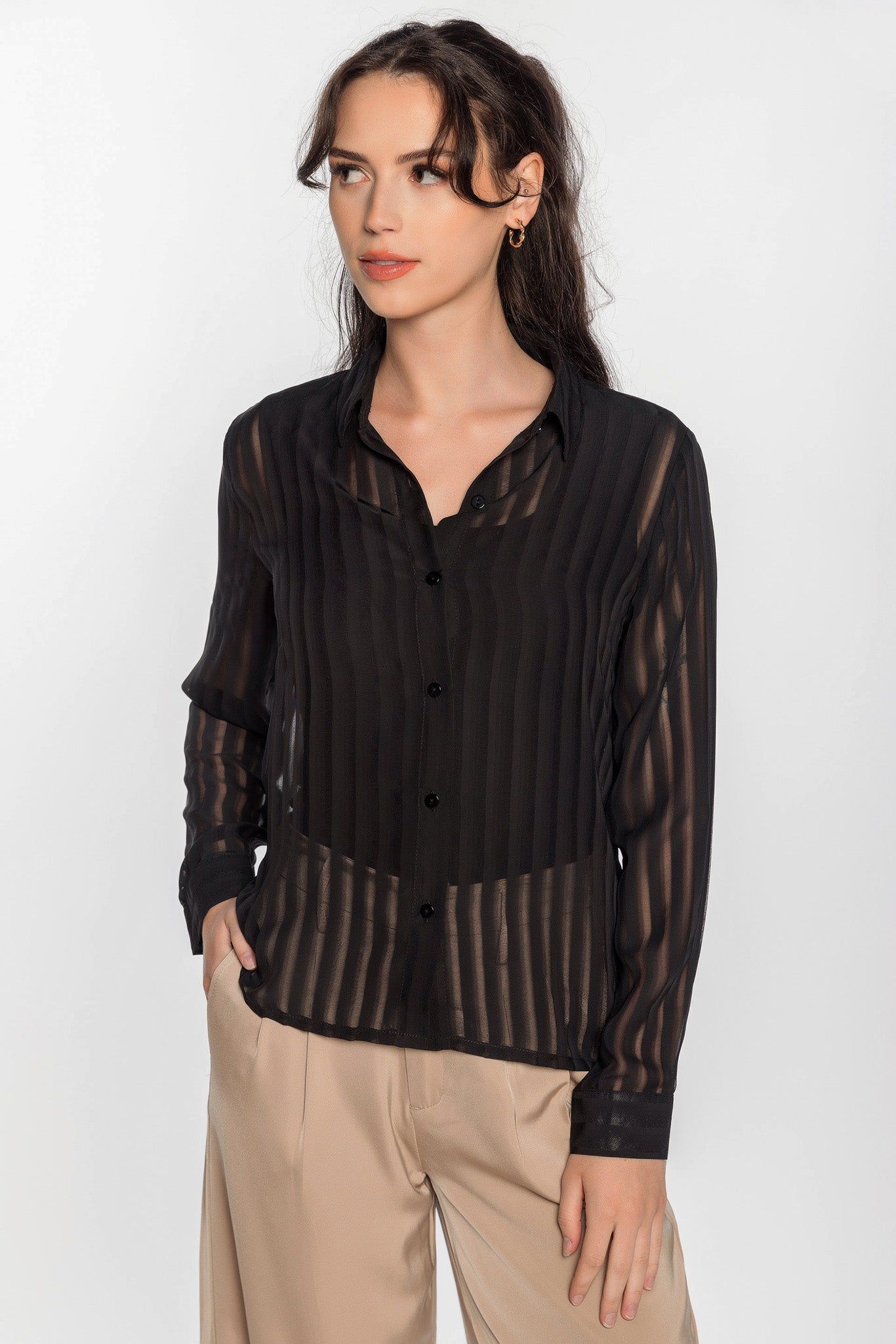 Shadow Stripe Long Sleeve Blouse sold by Eclipse product image thumbnail 2