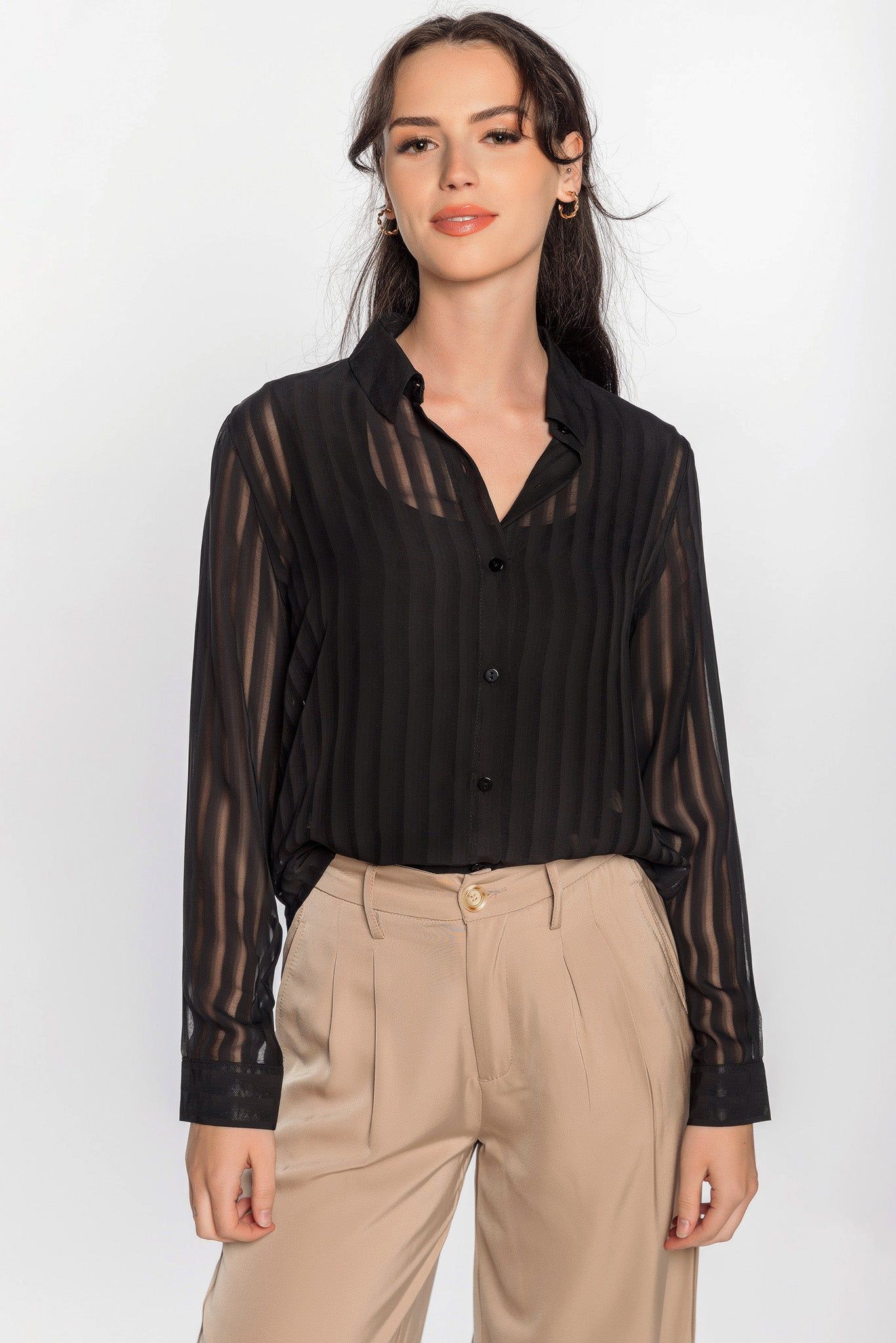 Shadow Stripe Long Sleeve Blouse sold by Eclipse