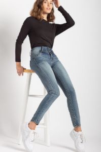 WallFlower Dulce Wash High-Rise Skinny Jegging with Triple Button sold by Eclipse