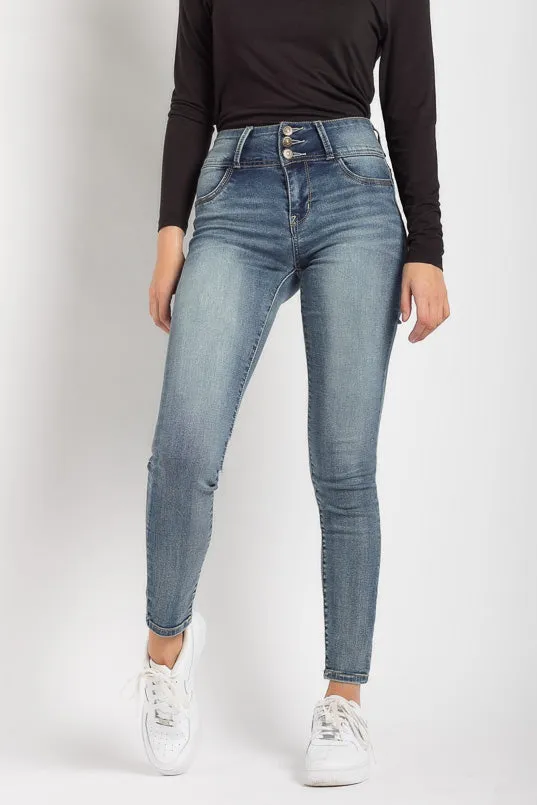 WallFlower Dulce Wash High-Rise Skinny Jegging with Triple Button sold by Eclipse product image thumbnail 2