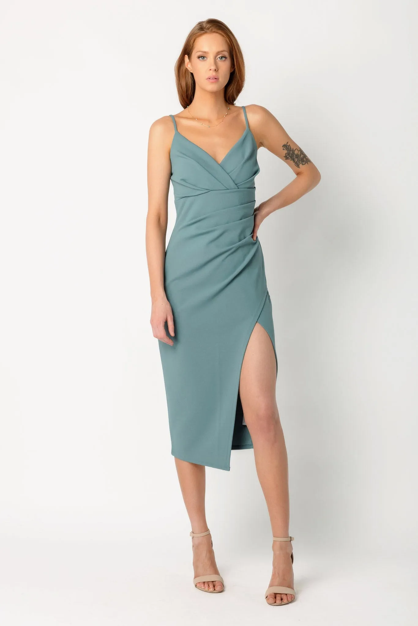 Spaghetti Strap Crossover Midi Dress sold by Eclipse