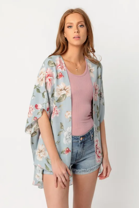 Aqua Floral Kimono sold by Eclipse