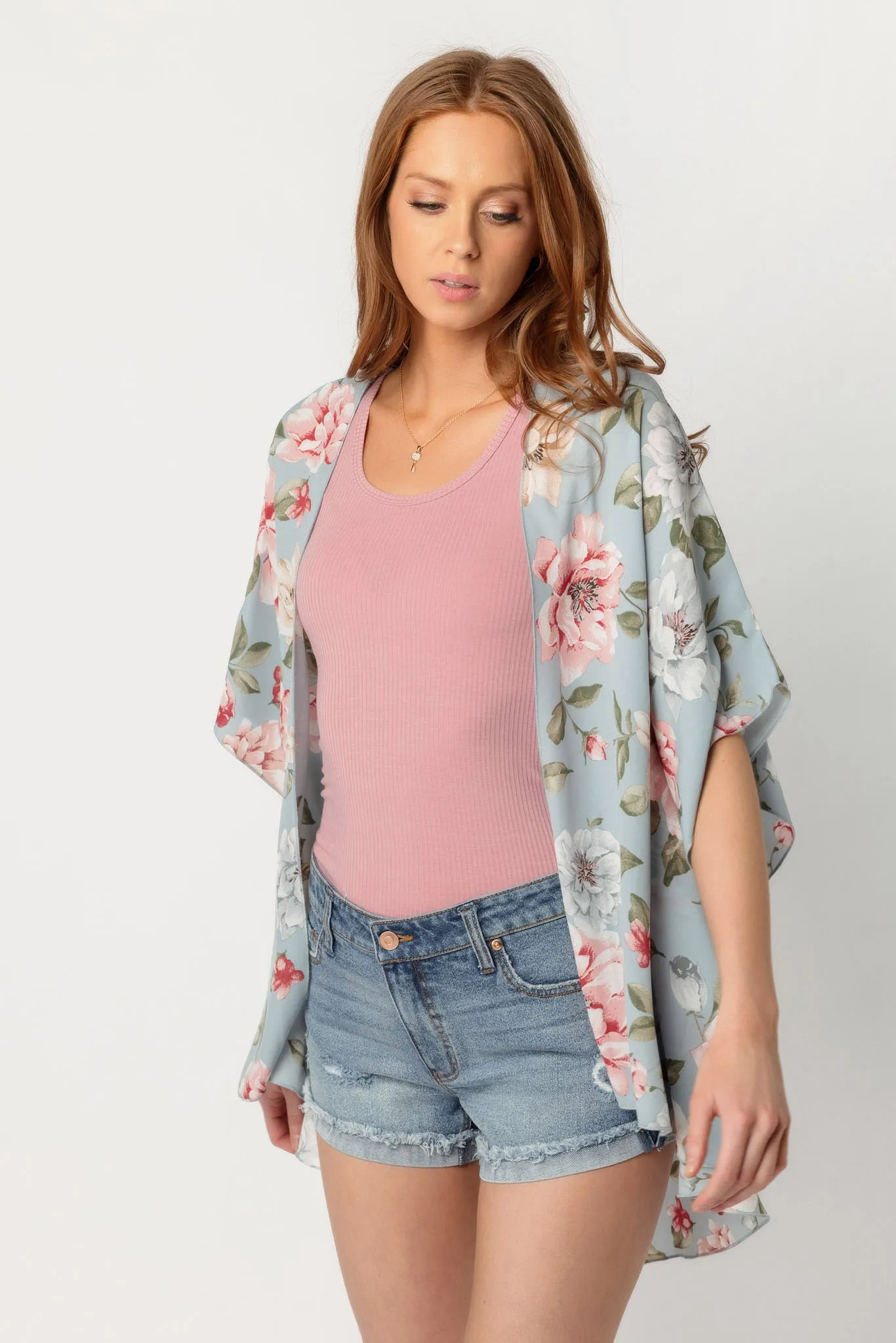 Aqua Floral Kimono sold by Eclipse product image thumbnail 3