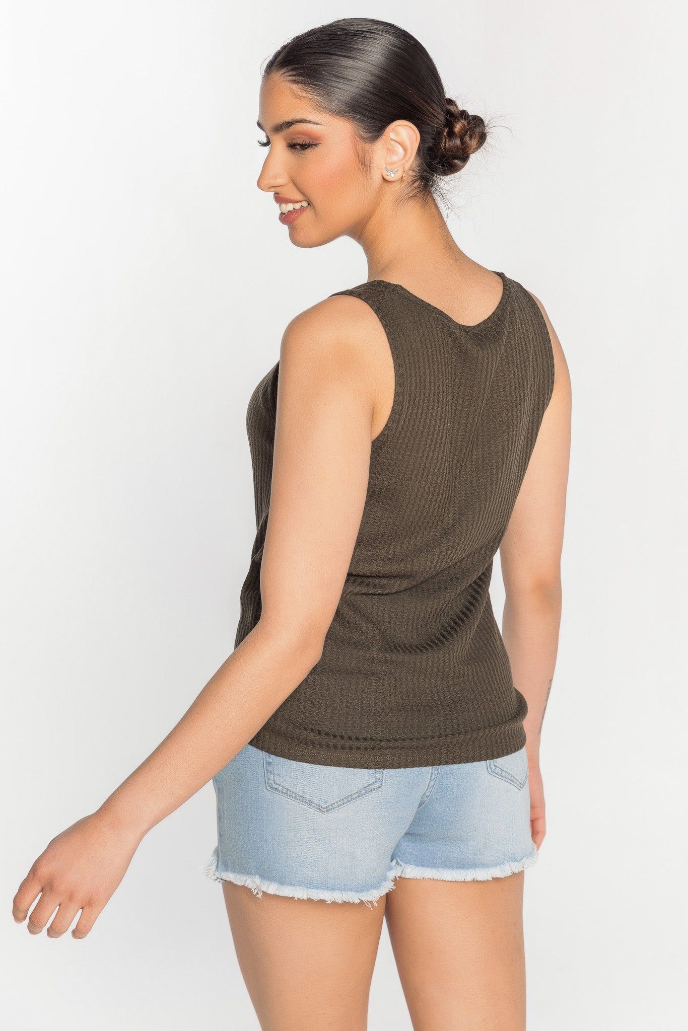 Waffle Sleeveless Tank with Tie-Front sold by Eclipse product image thumbnail 2