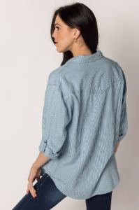 Pinstripe Denim Shirt with Roll-Up Sleeves sold by Eclipse