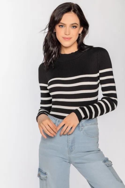 Stripe Ribbed Mockneck sold by Eclipse