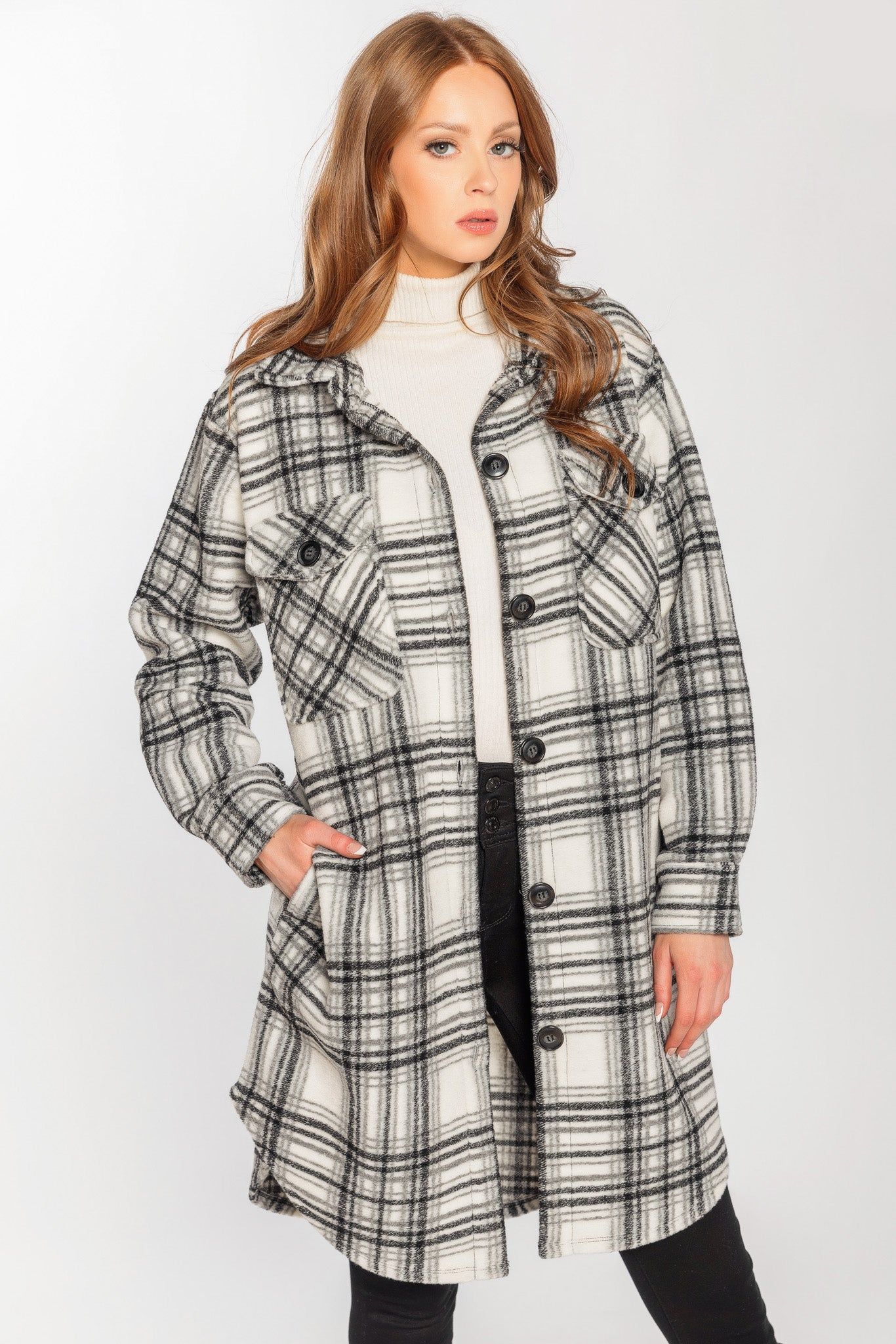 Plaid Knit Longline Shacket sold by Eclipse product image thumbnail 3