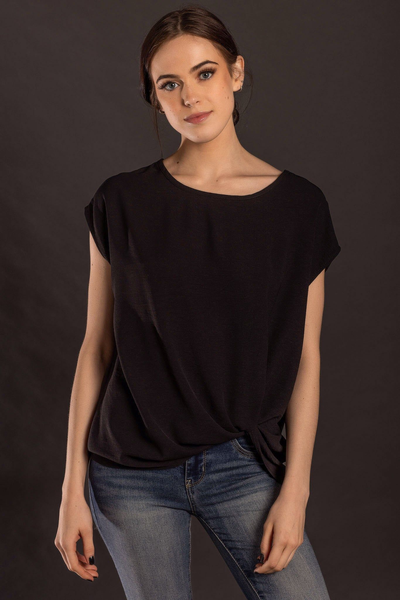 Airflow Short Sleeve Blouse with Knotted Hem sold by Eclipse product image thumbnail 3