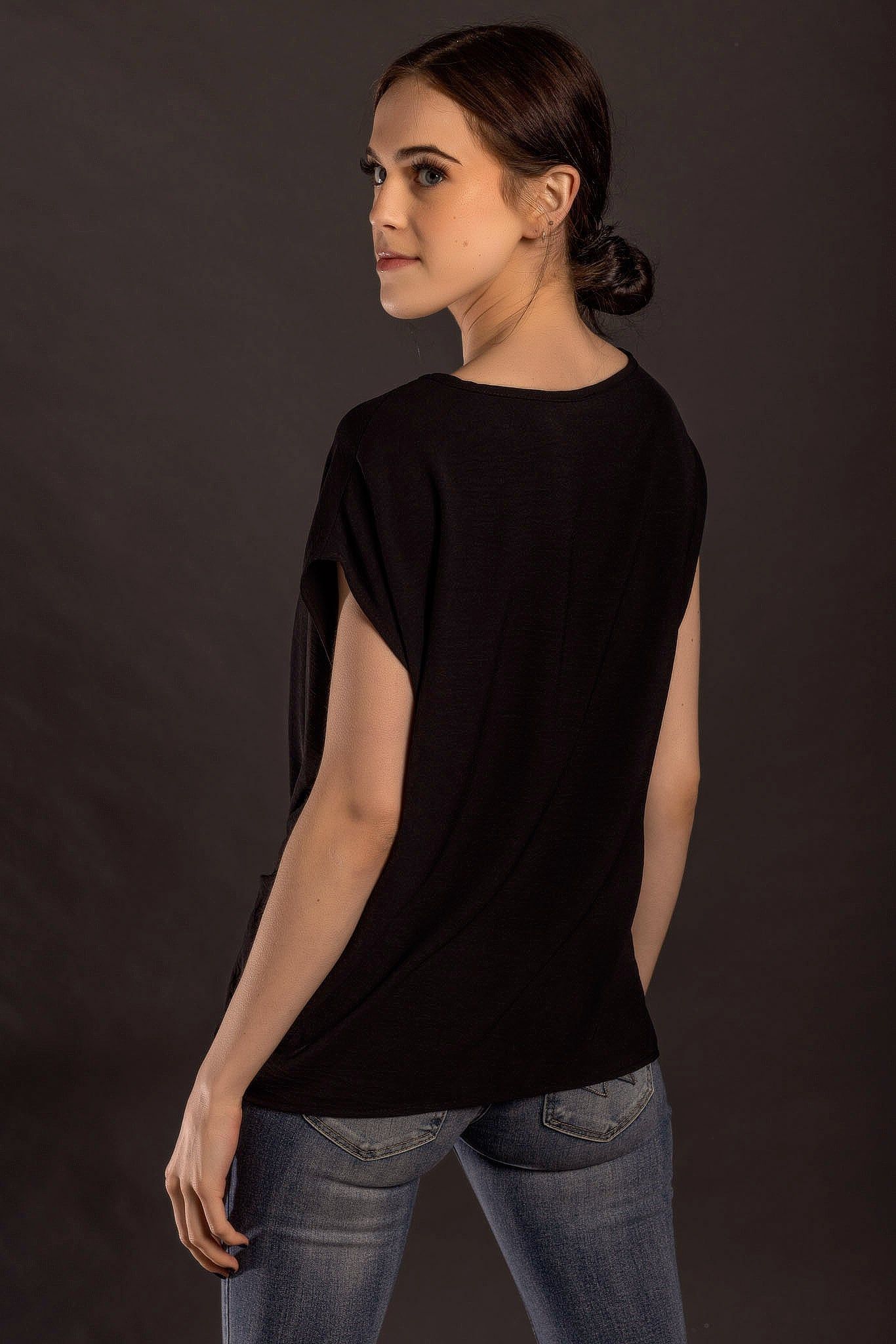 Airflow Short Sleeve Blouse with Knotted Hem sold by Eclipse product image thumbnail 4