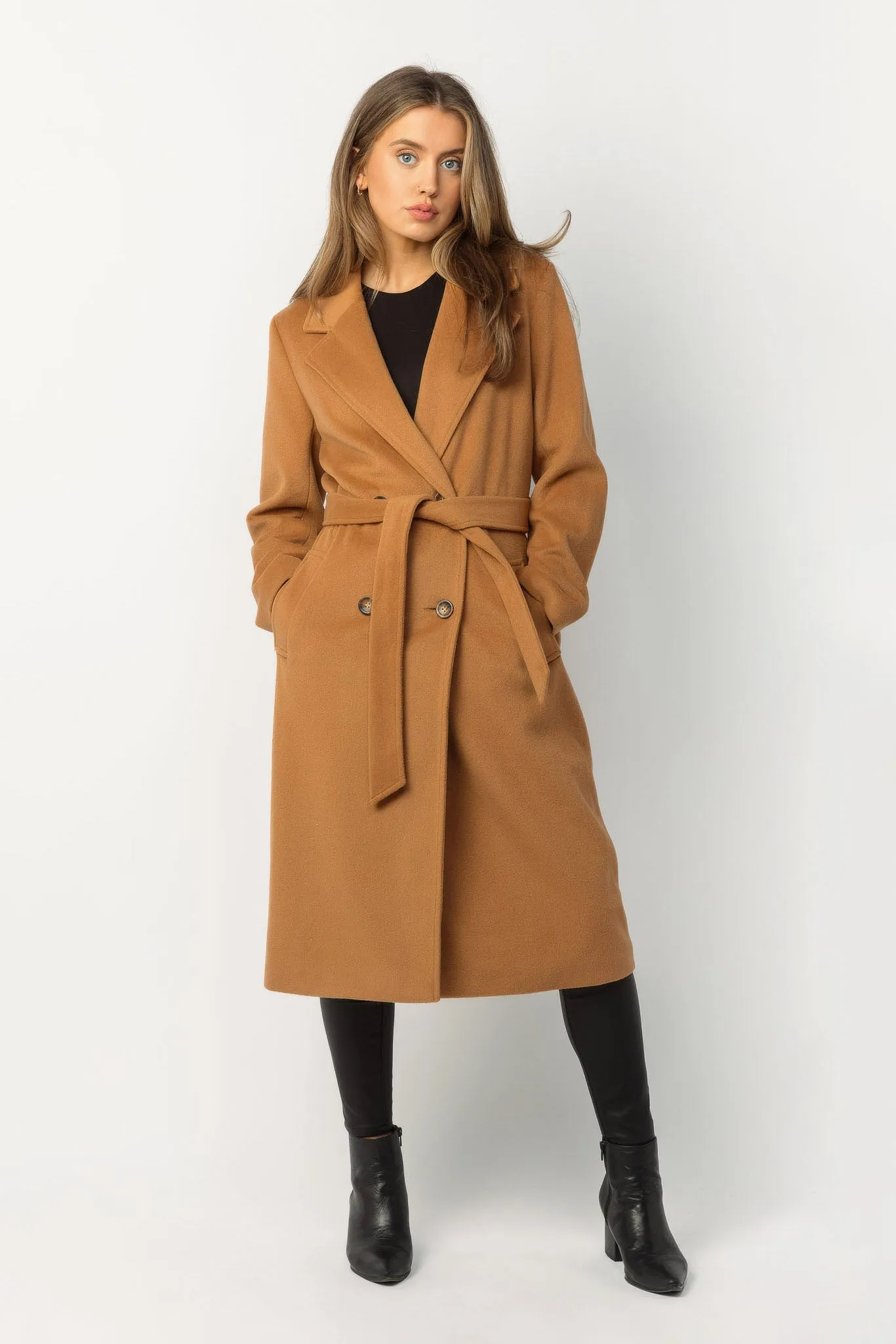 Camel Double-Breasted Belted Coat sold by Eclipse product image thumbnail 3