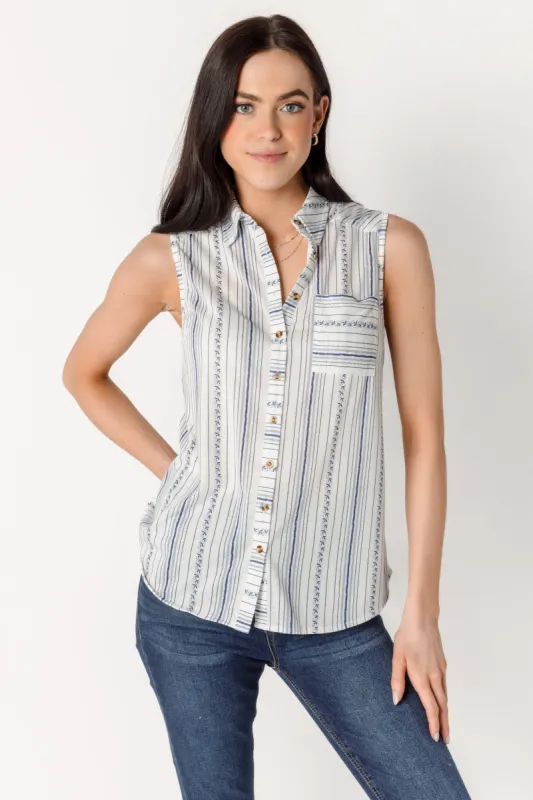 Vine Stripe Sleeveless Shirt sold by Eclipse