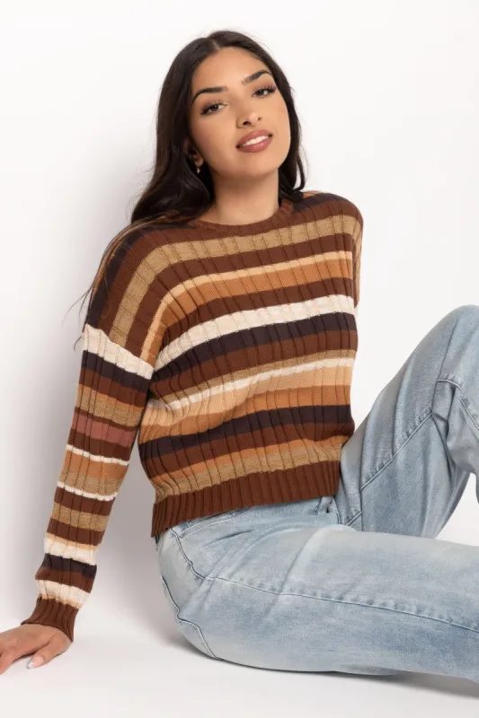 Stripe Rib Crop Pullover Sweater sold by Eclipse