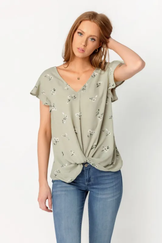 Ditsy Floral Blouse with Twisted Hem sold by Eclipse