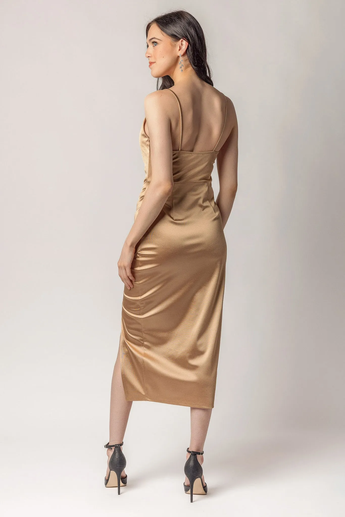 Stretch Satin Crossover Midi Dress sold by Eclipse product image thumbnail 3