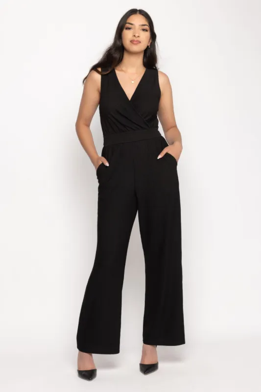 Textured Sleeveless Crossover Jumpsuit sold by Eclipse